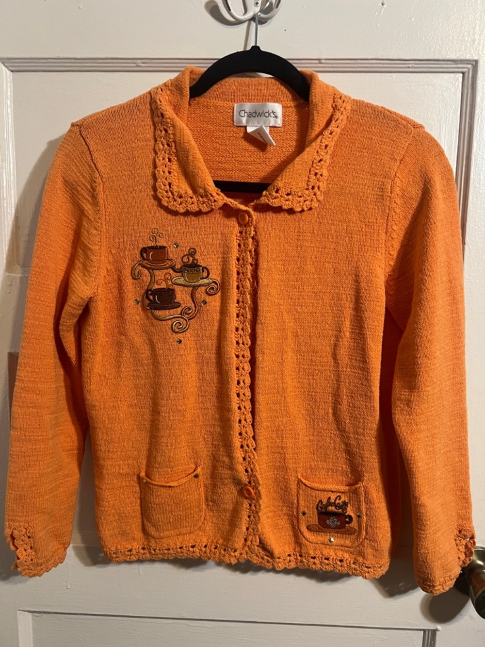 Chadwicks Bright Orange Coffee Cup Cardigan